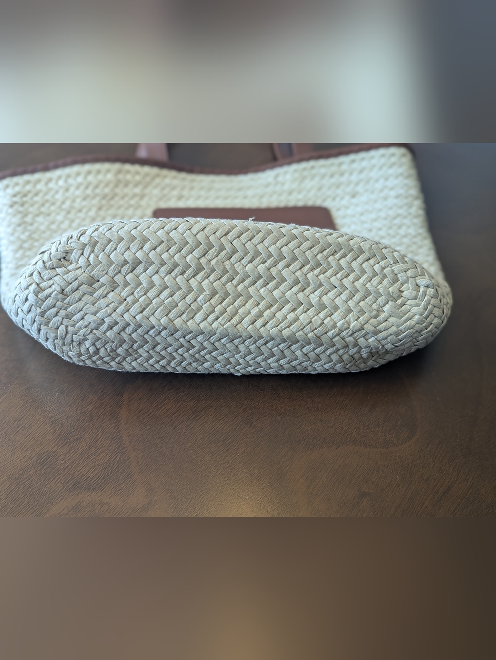 LOFT Straw Tote with Brown Leather Trim - Picture 8 of 11